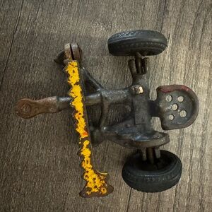 Vintage Cast Iron Lumberjack Saw Push Toy-Goodyear Tires 1930’s Antique